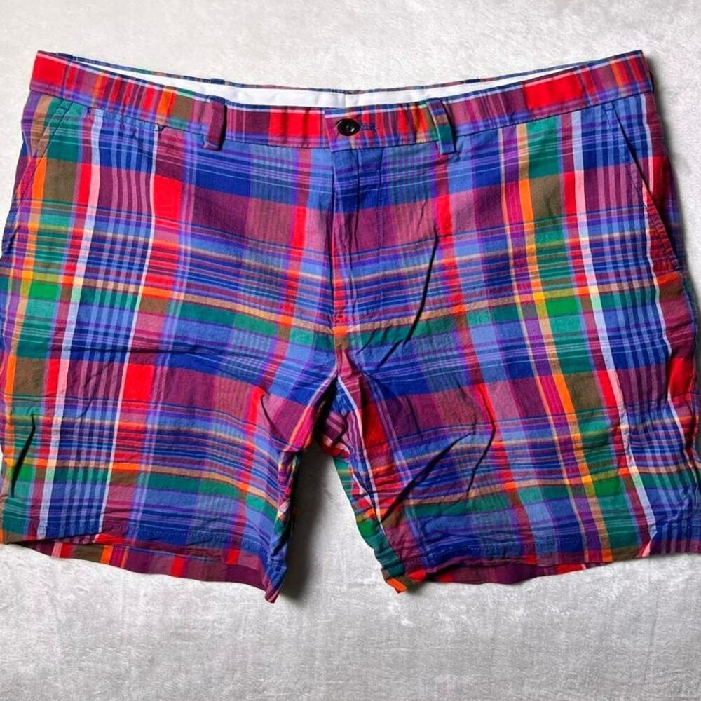 Ralph Lauren Polo Golf Links Fit Shorts Men's 34 Tartan Plaid Loose Cotton Chino